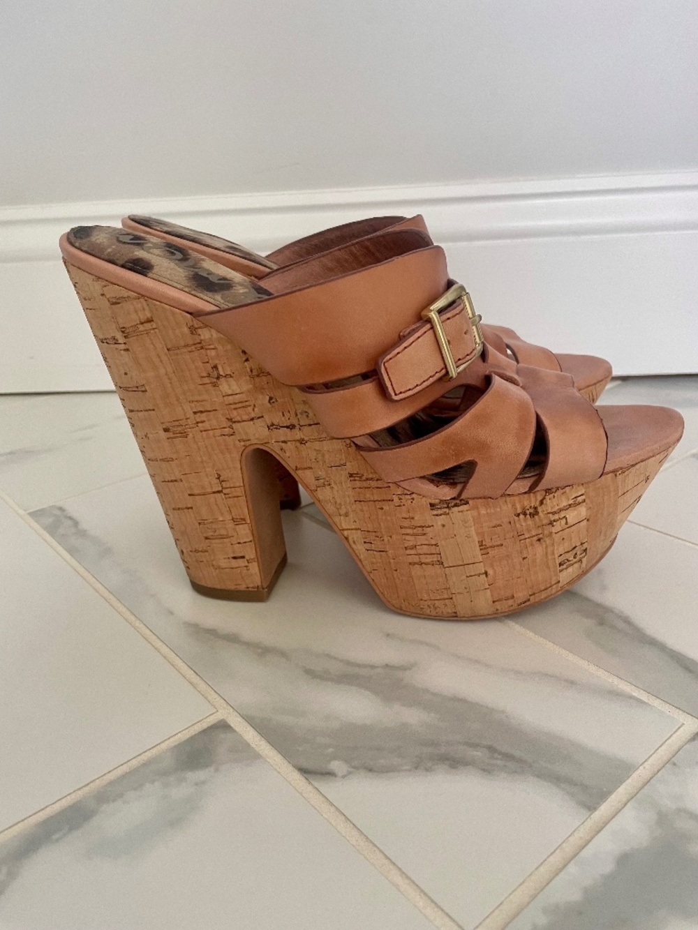 Sam Edelman “Chase” Cork Platform Sandals / Chase Wedge Sandals